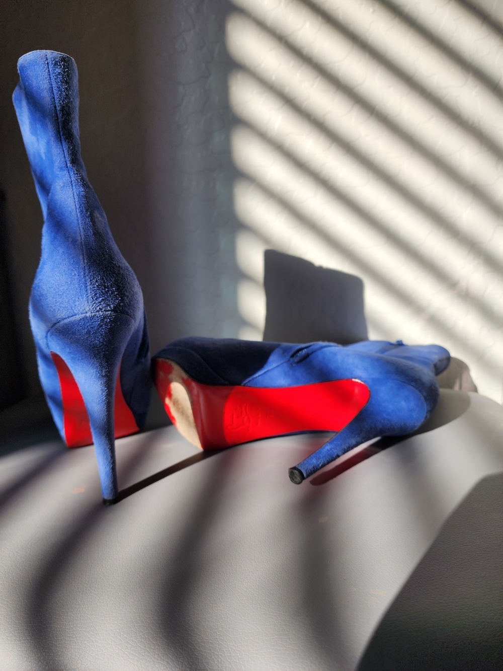 Christian Louboutin Royal Blue Suede Stiletto Ankle Boots - Picture 5 of 7